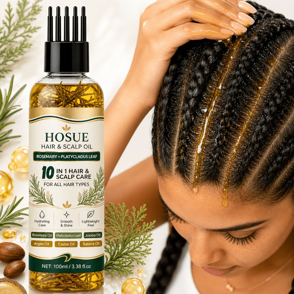 Hair Growth Oil 10-in-1 Botanical Herbal Blend Batana Rosemary Fenugreek Castor Red Onion Ginseng Turmeric Pumpkin Seed Nouri