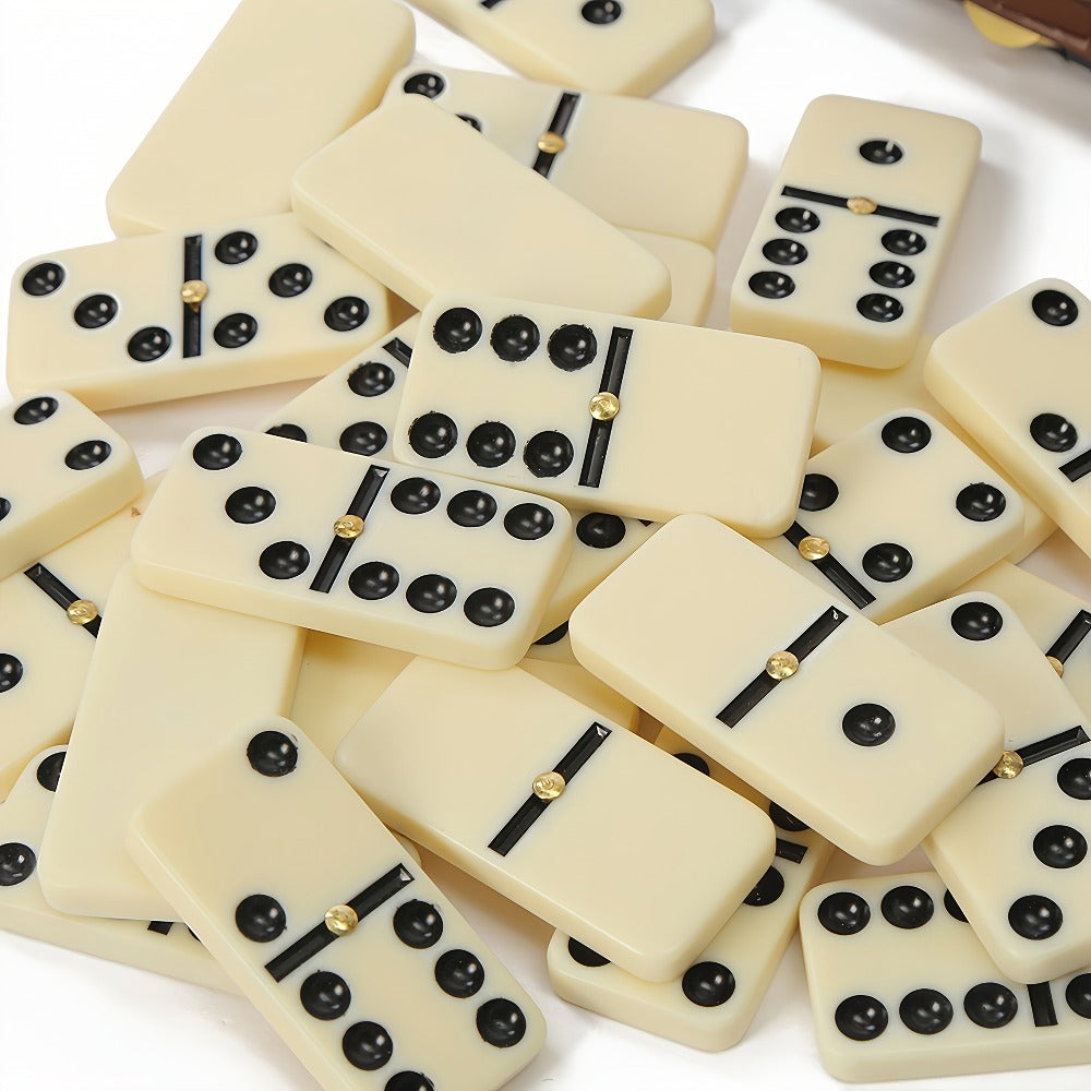 Double Six Dominoes Set 28pcs White – Extra Large Classic Domino Game with Gold Spinner & Premium Storage Box — image 8