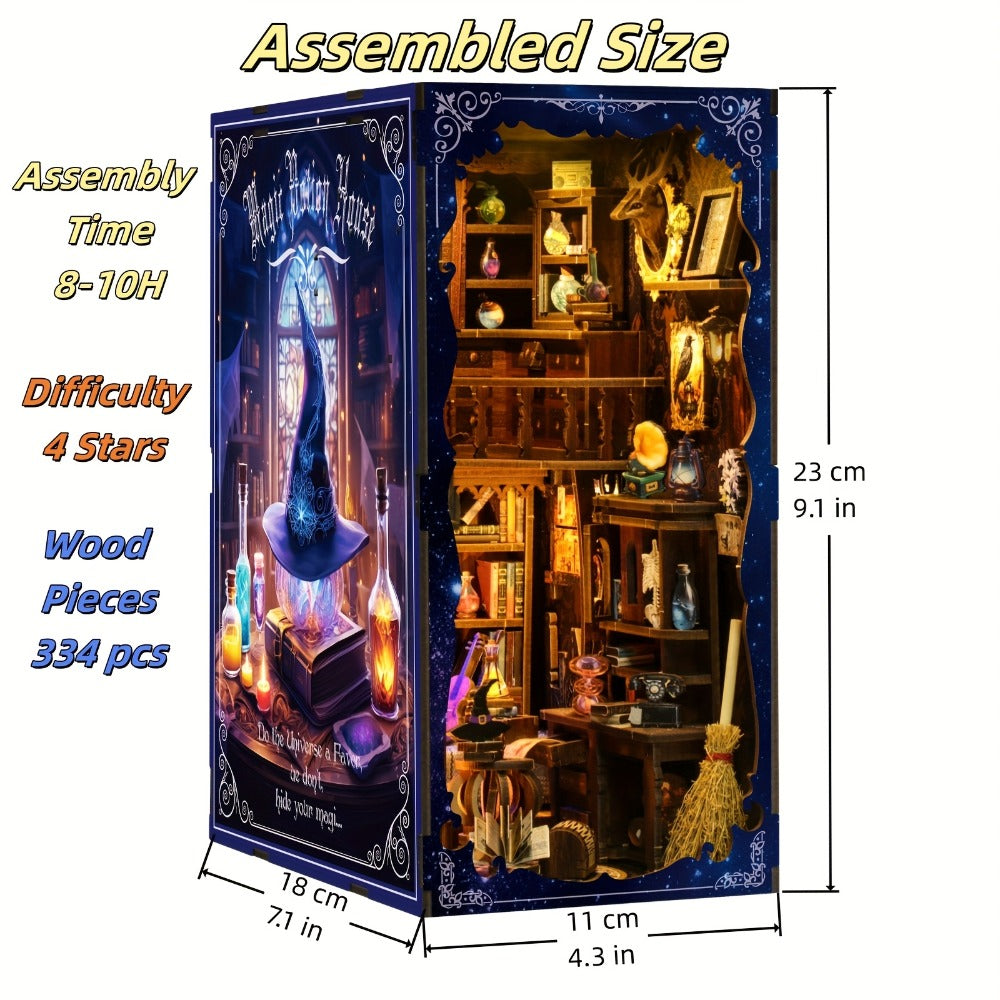 Magic House Book Nook Kit with 388-Piece Library and Potion-Room Scene, Touch Light and Clear Front Panel — image 6
