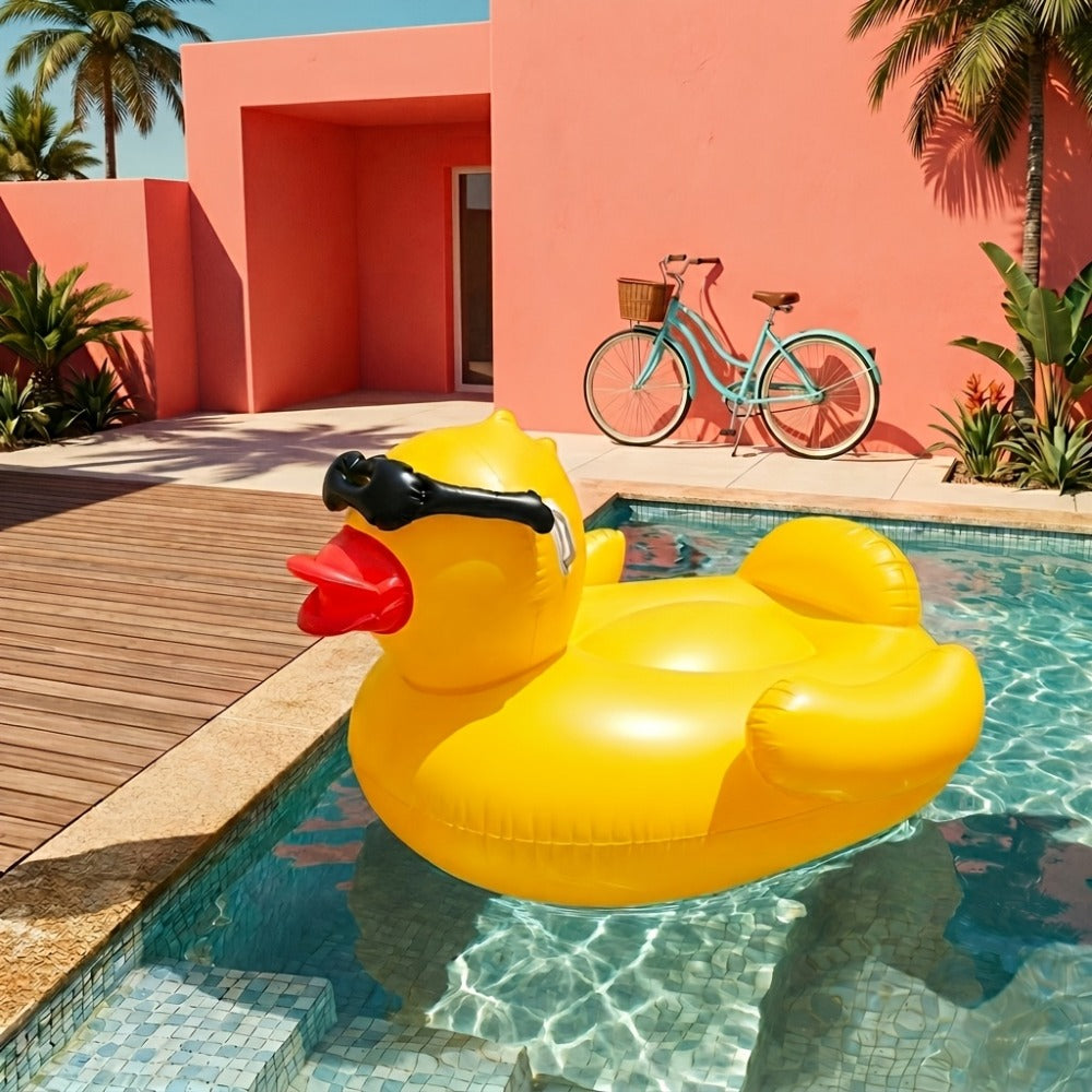 Giant Yellow Duck Pool Float, 67-Inch Ride-On Inflatable with One 16-Inch Beach Ball for Pool Parties — image 9