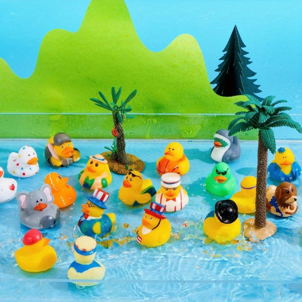 30-Piece Mini Duck Bath Toy Assortment with 2-Inch Character Designs and Mesh Storage Bag Pictured — image 18