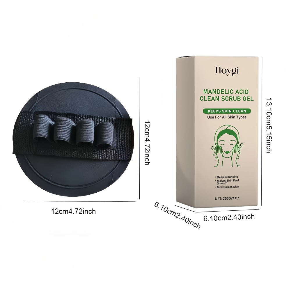 Mandelic Acid AHA Exfoliating Gel & Five-Finger Mud Scrubber Glove 2-Piece Set for Bath Time, Home Spa and Personal Care — im