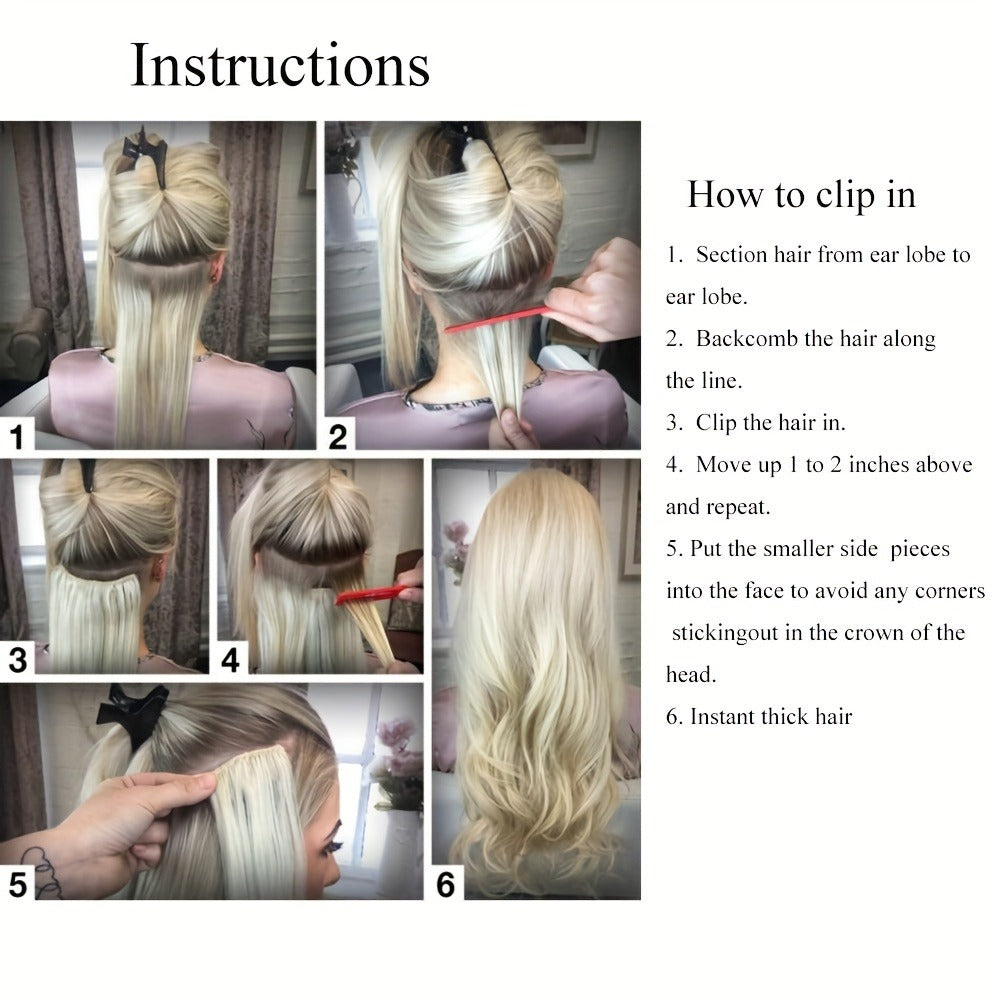 Hair Extensions Straight Brazilian Human Hair Clip-In Set with Eight Wefts, 18 Clips and Six Length Options — image 9