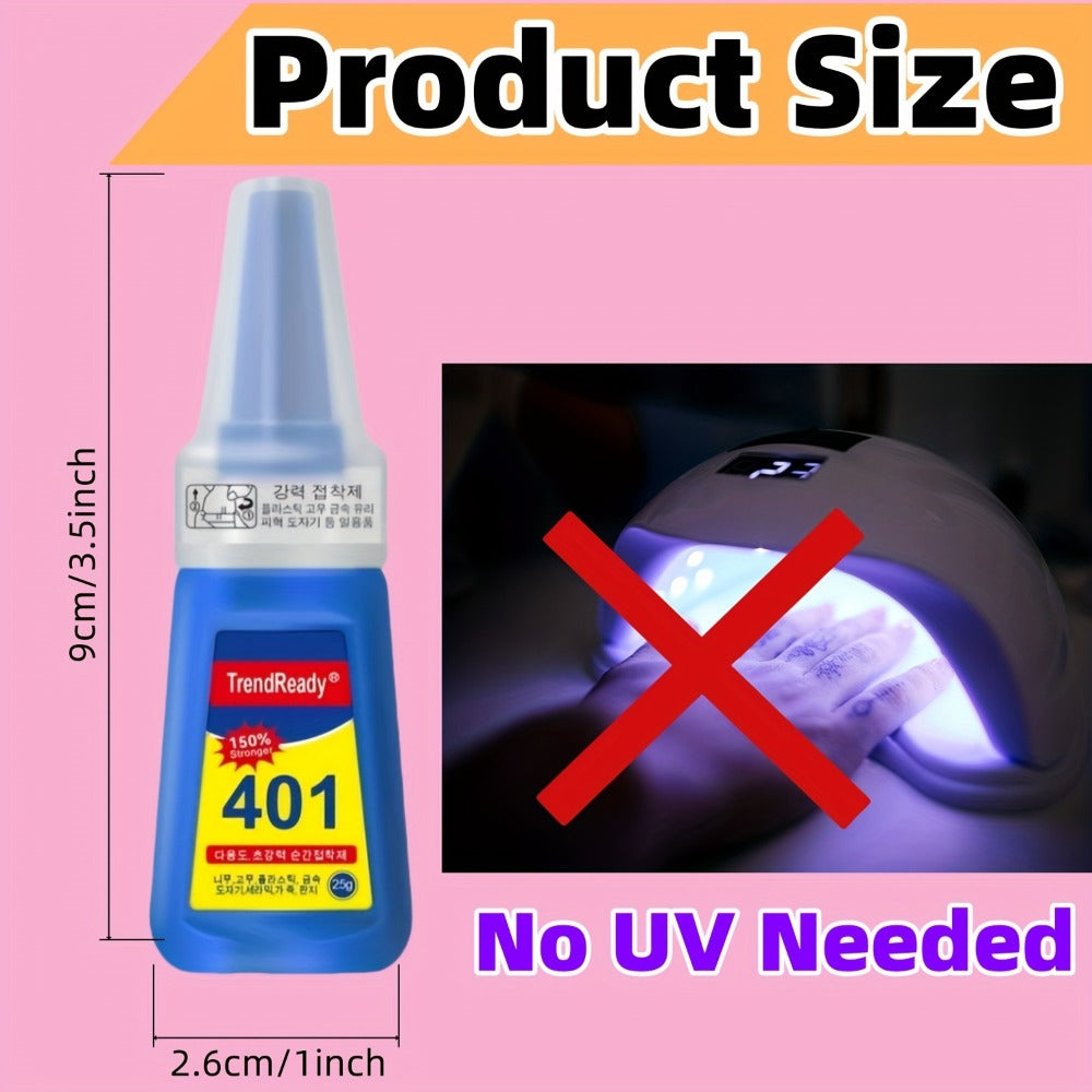 Nail Glue Set, TrendReady 401 25g Bottles in 1+1, 3+1, 5+1 or 7+1 Pack Options with Pointed Nozzles — image 6