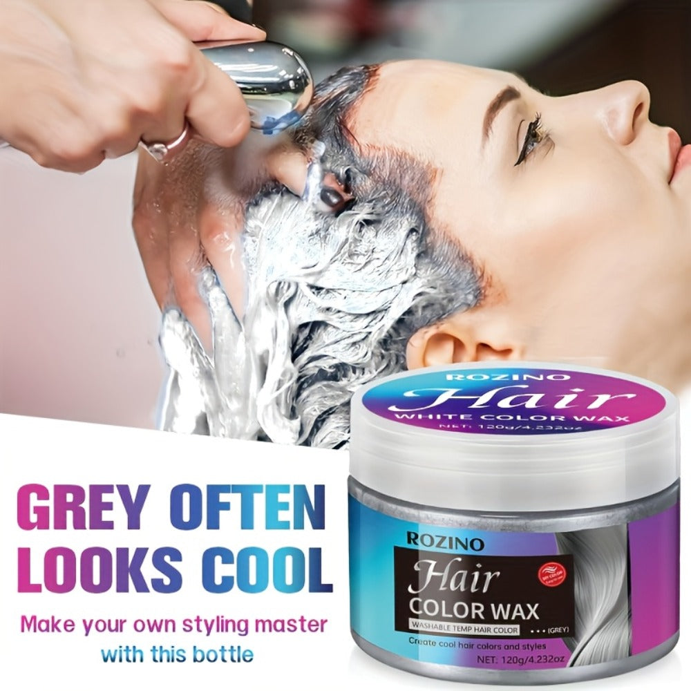 ROZINO Grey Hair Color Wax 3-in-1 Color Style & Fix – Vitamins & Protein Formula, Hides Grey Instantly, Natural Volume, Easy 