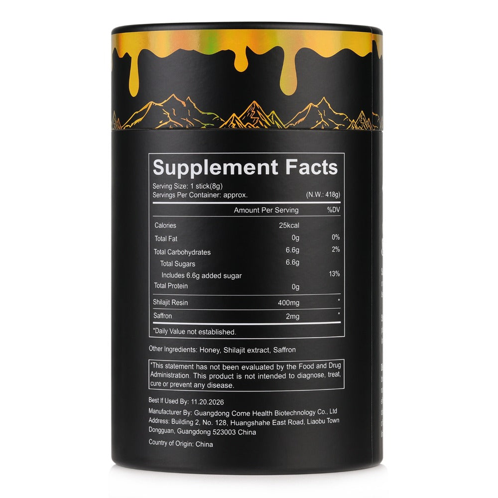 Herbal Supplement with HIMASTER Label, Himalayan Shilajit Honey Sticks, 30 Individually Wrapped 8g Sticks — image 2