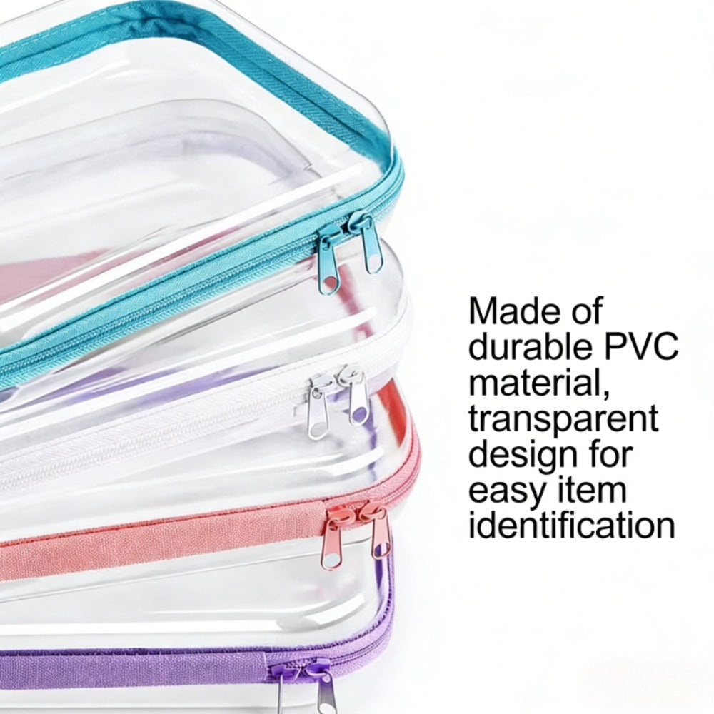 Four-Piece Storage Organizer Set with Clear Zipper Cases in S, M, L and XL Sizes and Four Trim Colors — image 1