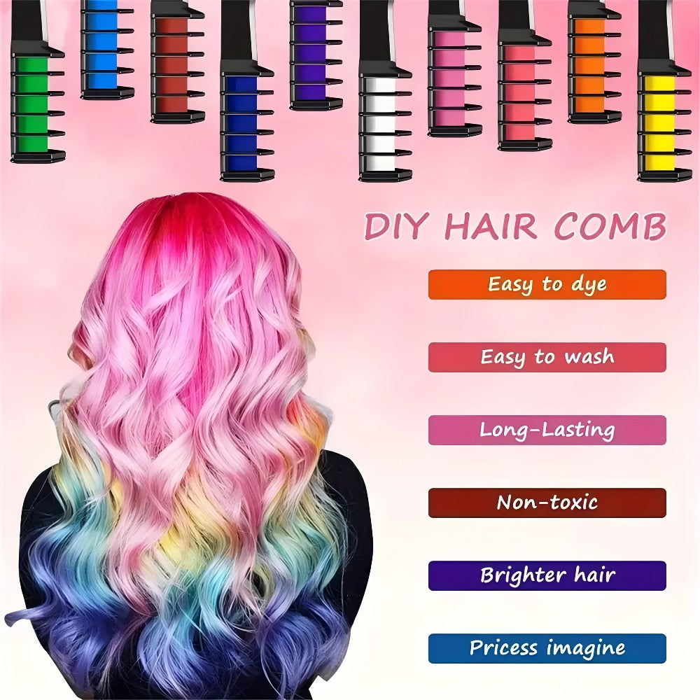 Temporary Hair Chalk Comb Set 11pcs 10 Colors Hair Dye for Bath Time, Home Spa and Personal Care — image 7