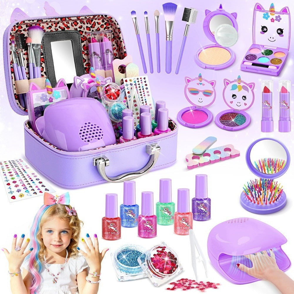 Kids Makeup Set for Girls, 2-in-1 Princess Makeup & Nail Art Kit, Pretend Play Cosmetics with Nail Polish — image 2
