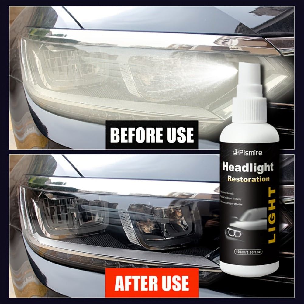 Headlight Restoration Kit Ceramic Coating Spray 100ml No Sanding No Polishing Required Quick Restore Yellowed Foggy Car Headl