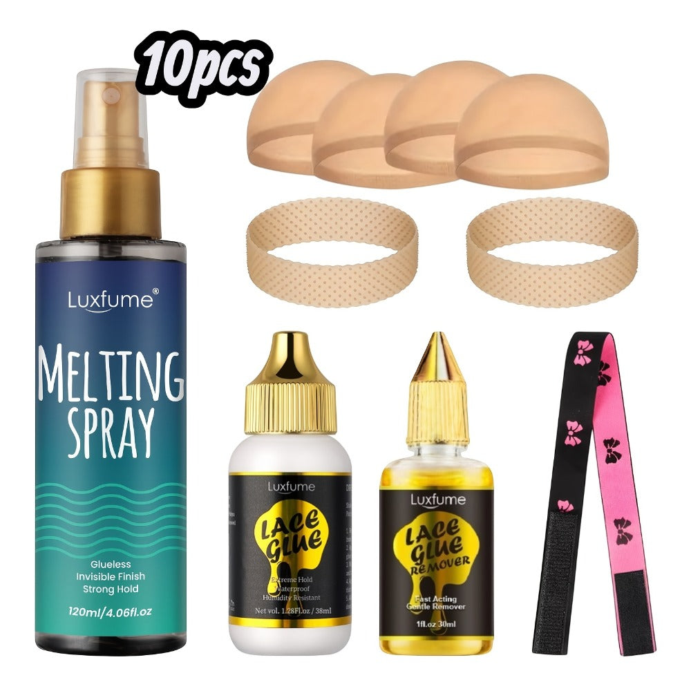 Lace Melting Spray Kit for Wig Installation, 120ml Bottle Alone or with Tools and Wig Cap Set — image 7