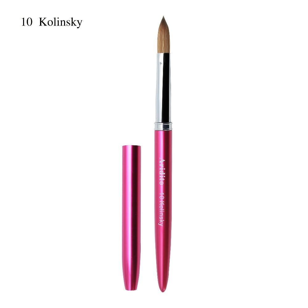 Kolinsky Acrylic Nail Brush Set 100% Pure Kolinsky Hair Flat Shape Sizes #10 #12 #14 – Professional Nail Art Sculpting Extens