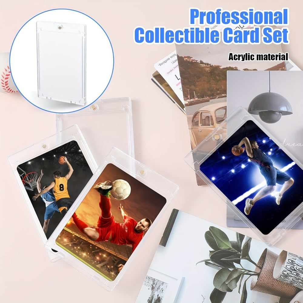 30pt Magnetic Card Holders 30/60 Pack – Clear Hard Plastic One-Touch Trading Card Cases, Protective Display Holders for Baseb