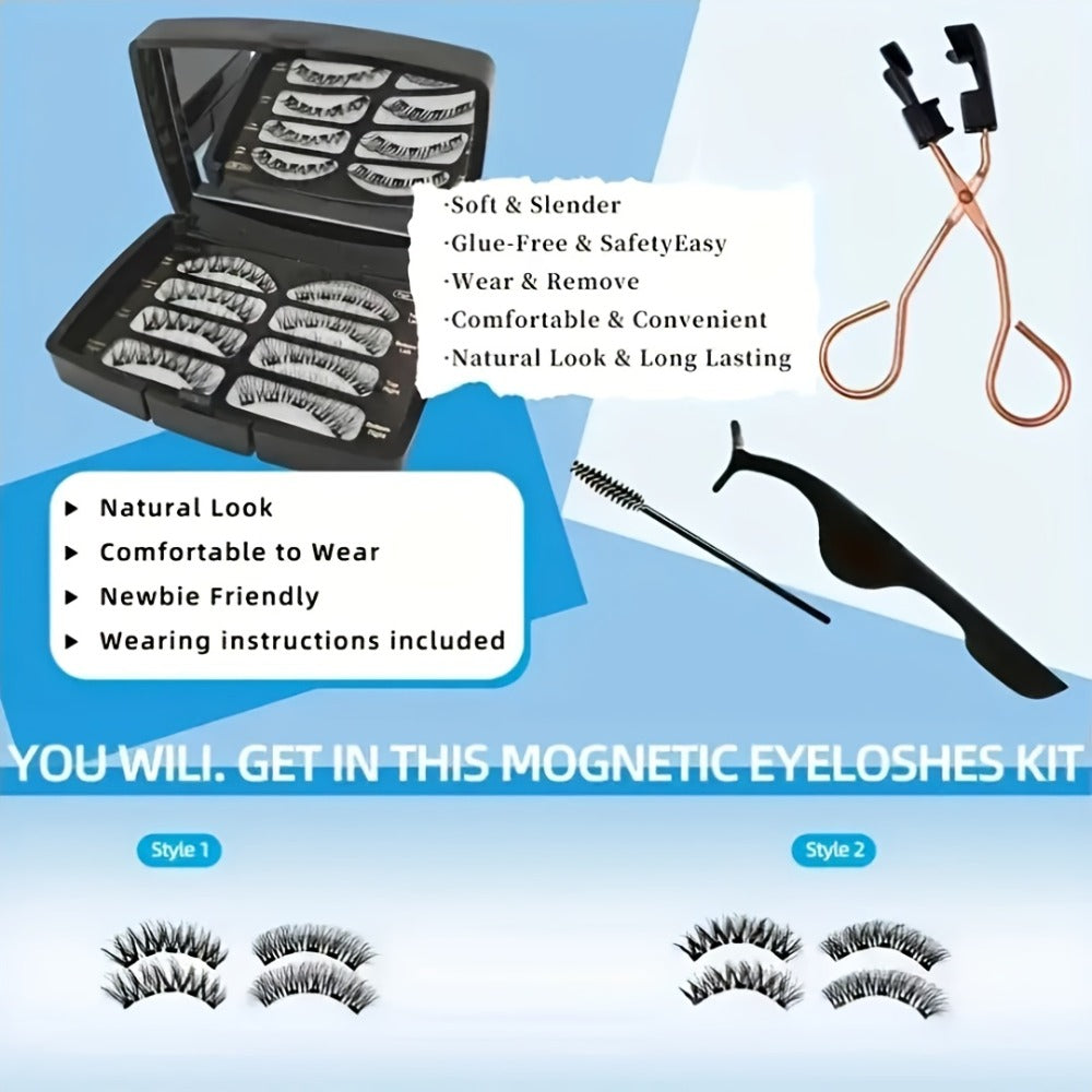 Eight-Piece Black Magnetic False Eyelash Kit with Rectangular Case, Applicator, Tweezers and Brush — image 13