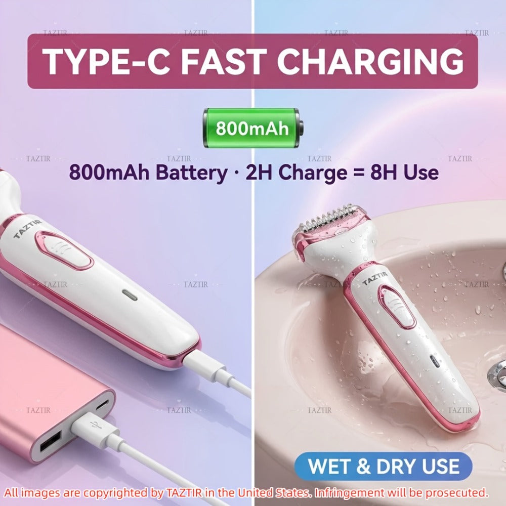 4-in-1 Electric Shaver for Women Rechargeable Wet & Dry Painless – Face Nose Legs Underarm Bikini Trimmer Portable Cordless G