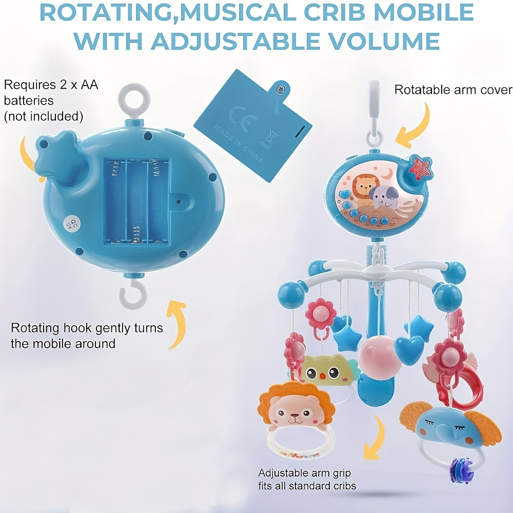 Baby Musical Crib Mobile with Music & Lights Projection, Take-Along Rattle & Music Box, Owl, Star & Penguin Styles — image 9
