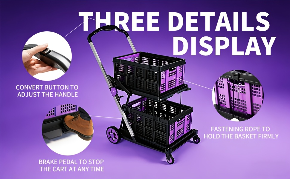 Two Tier Cart with 2 Storage Crates 360° Swivel Wheels, for Garden, Patio and Yard Use, with the Listed Configuration — image
