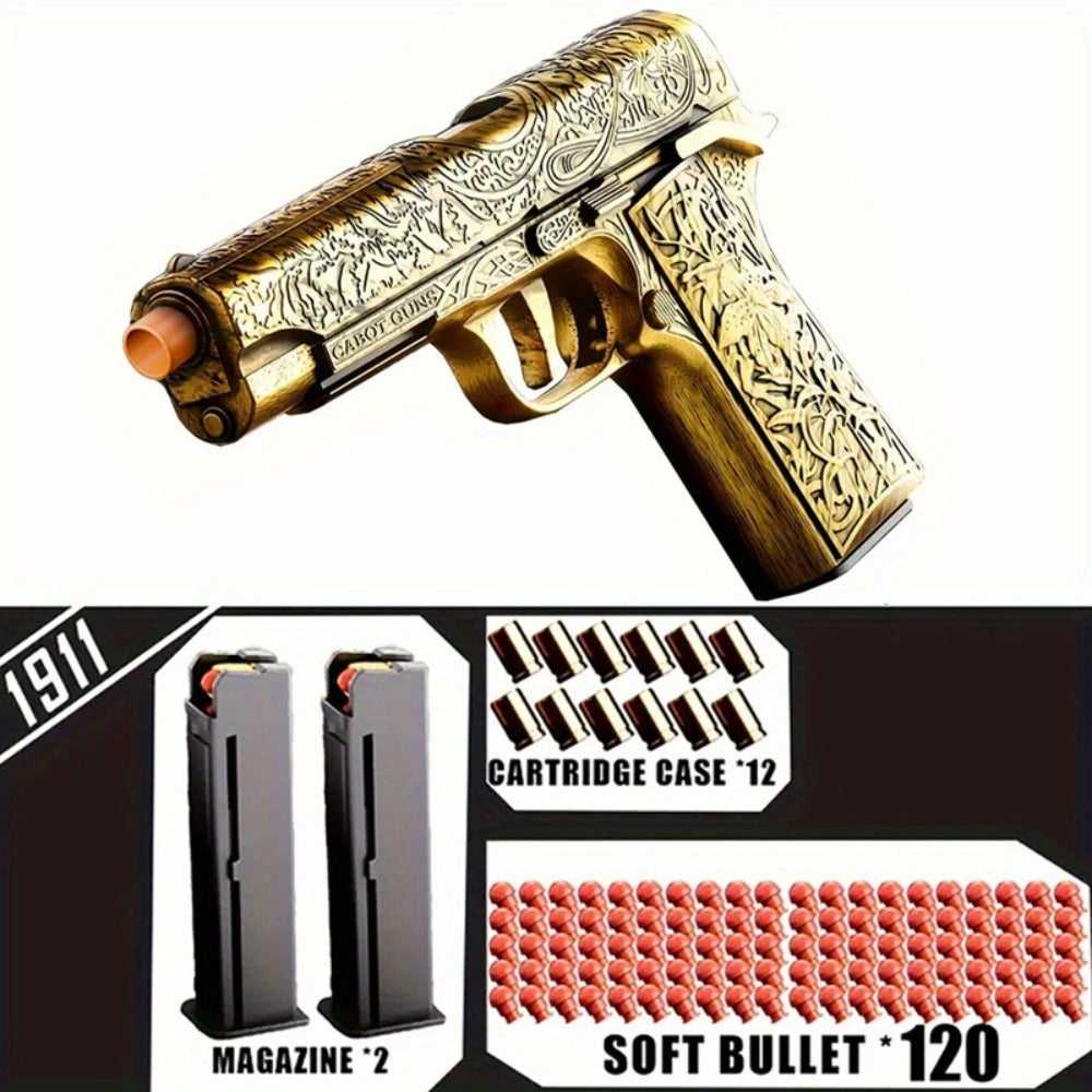 Bullet Toy Gun Pistol with 120 Bullets 12 Shells & 2 Magazines, Hollow Hanging Foam Blaster for Kids Boys Girls Ages 6+ — ima