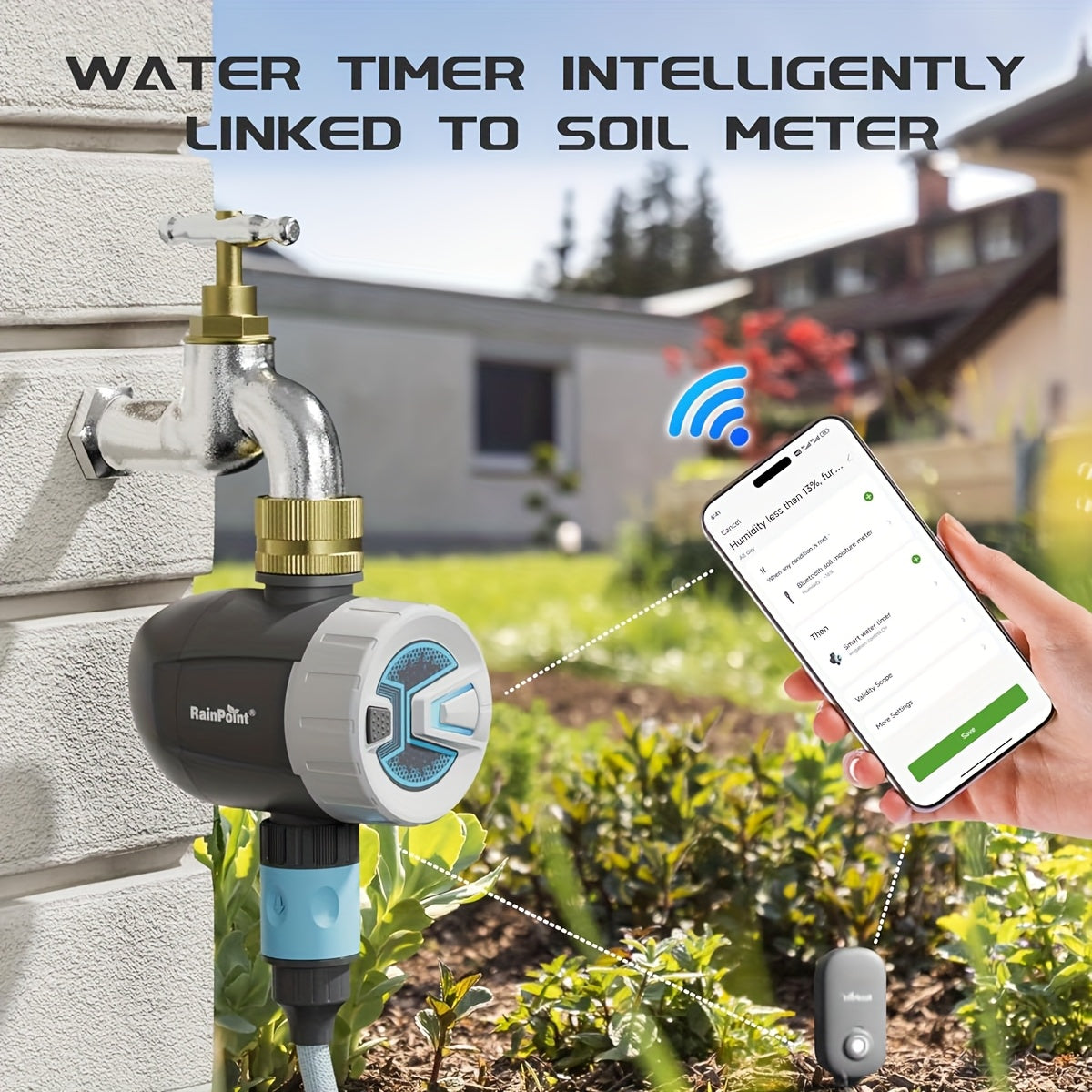 WiFi Garden Watering Timer with Brass Inlet, App & Voice Control, Automatic Irrigation System — image 1