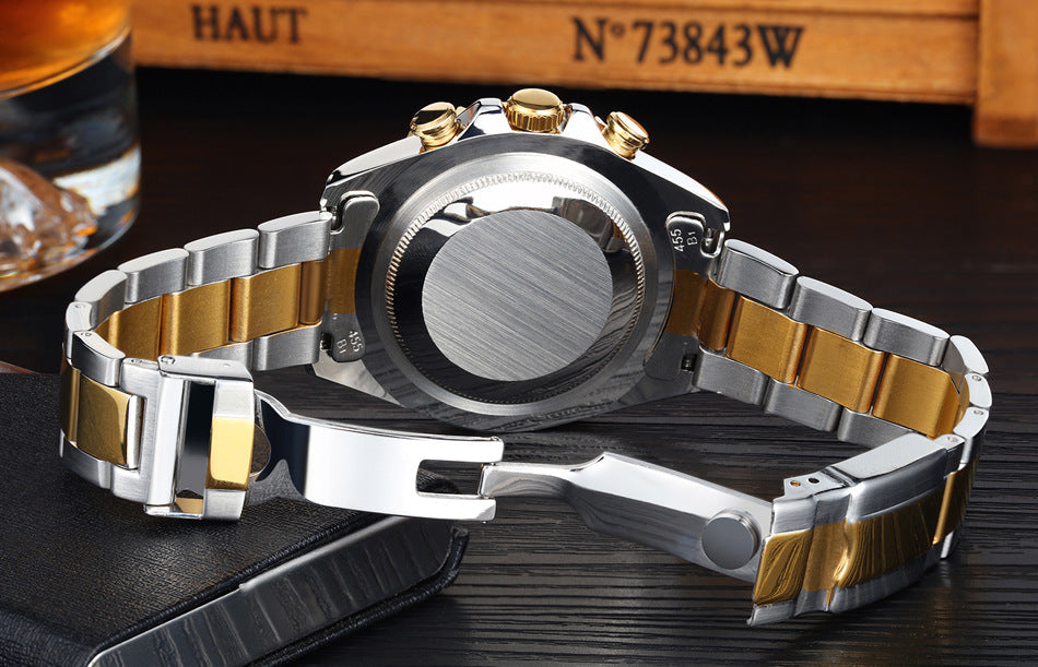 Automatic Mechanical Luminous Room Gold Steel Belt Men's Watch