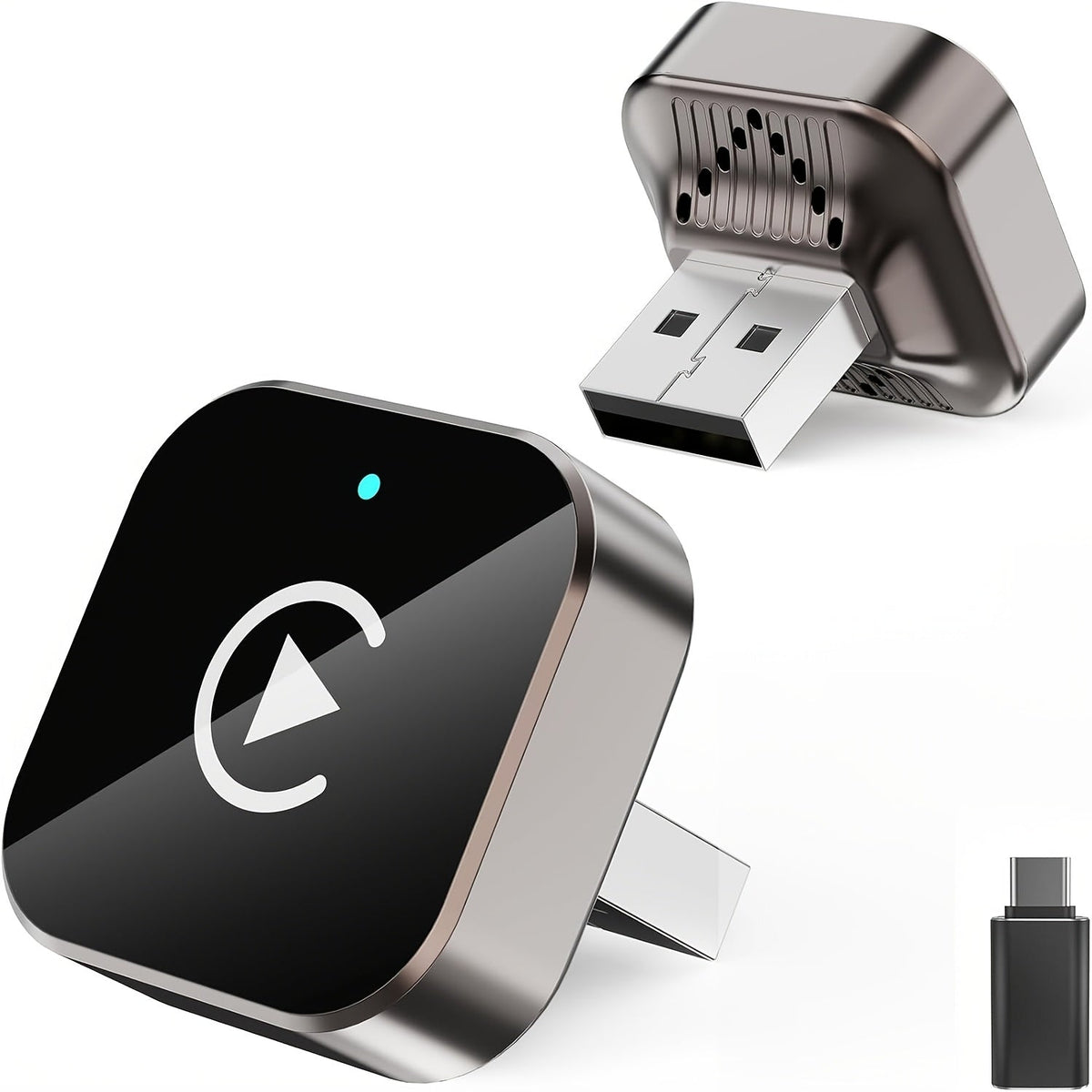 Wireless CarPlay Adapter 2-in-1 Wired to Wireless CarPlay & Android Auto Mini USB Dongle Fast Stable Connection for Apple iOS