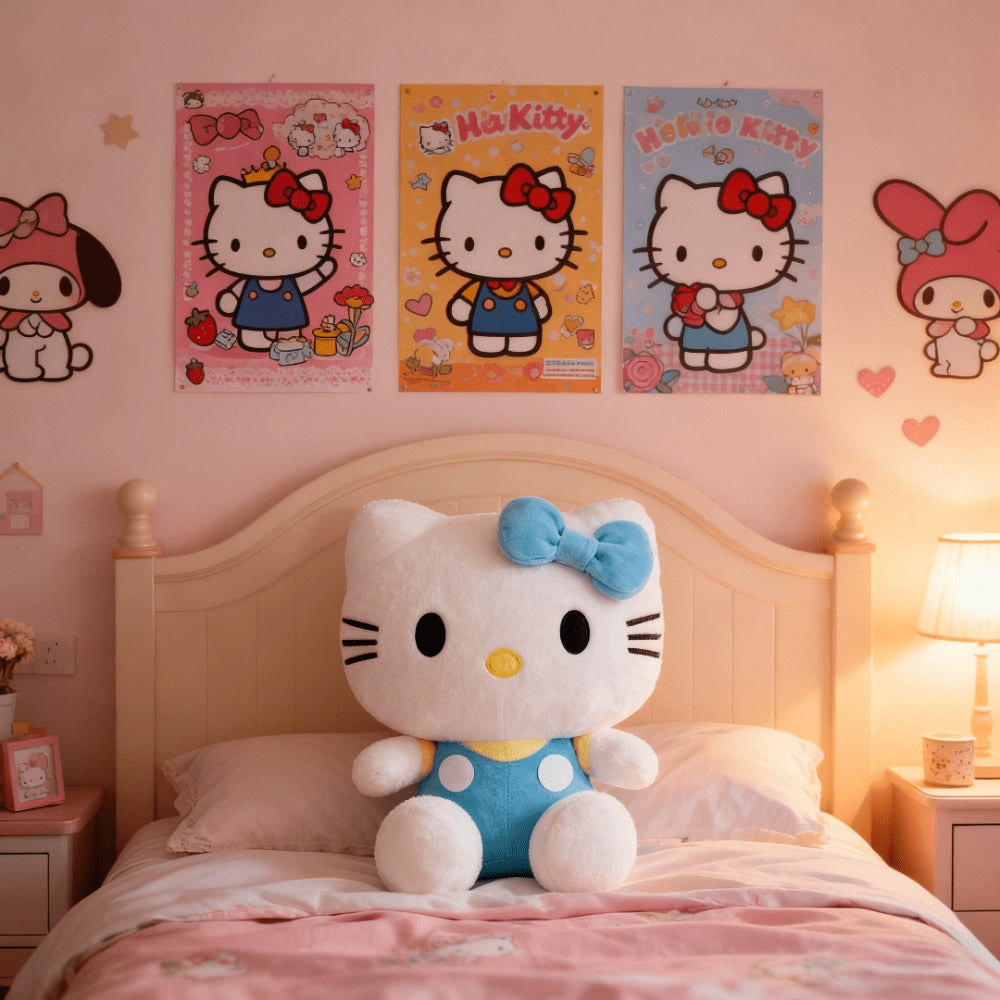 Plush Toy Bow-Wearing Cat Character Doll with Red, Pink or Blue Color Options and Soft Fabric — image 11