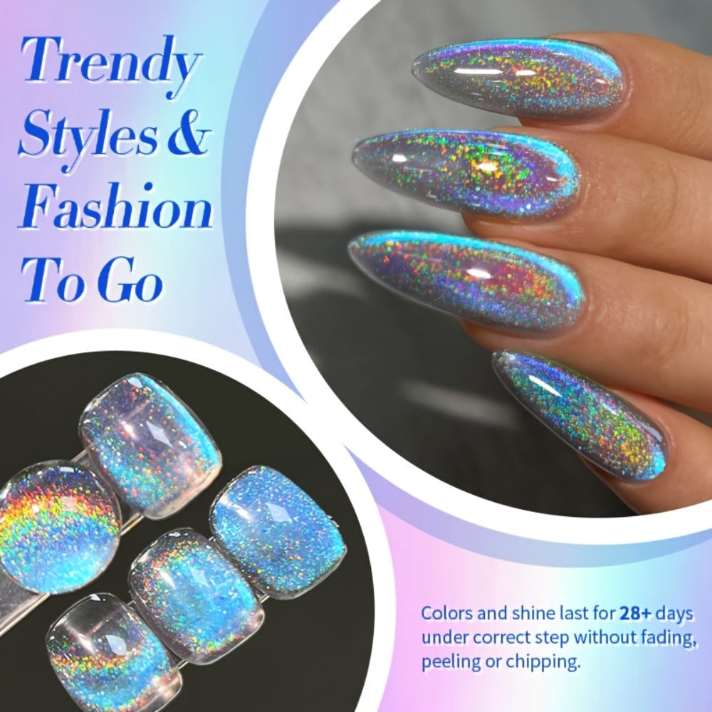 Gel Nail Polish in 10ml 9D Holographic Rainbow Cat-Eye with Magnetic Swirl and UV/LED Cure — image 17