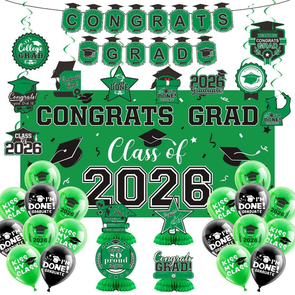 Class of 2026 Graduation Decoration Set with Letter Banner, Hanging Pieces and Six Color Options — image 11