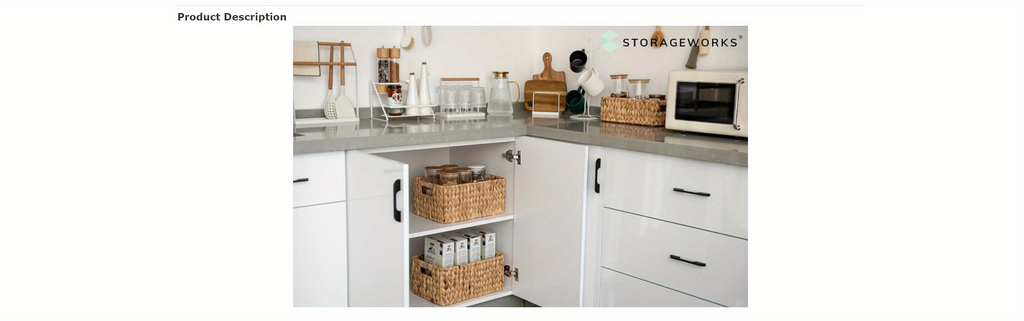 Storage Baskets, Seagrass and Water Hyacinth with Built-In Handles in Six Style Options with Material, Size and Pack Options 