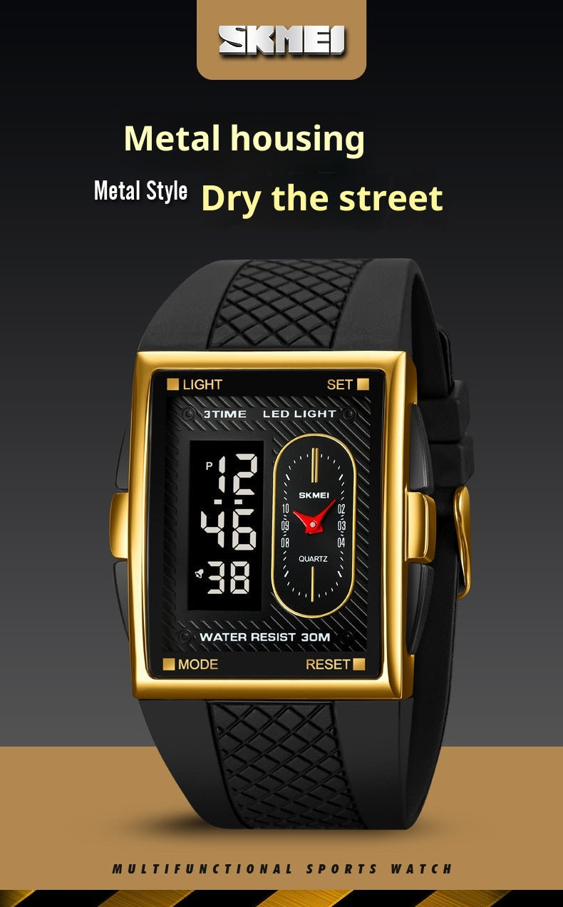 Simple Student Youth Fashion Trend Double Display Multi-functional Sports Waterproof Electronic Watch