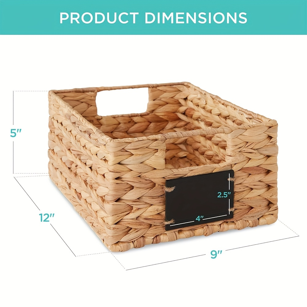 Water Hyacinth Pantry Storage Baskets with Chalkboard Labels, 9 x 12 x 5-Inch, 1- to 4-Pack — image 7