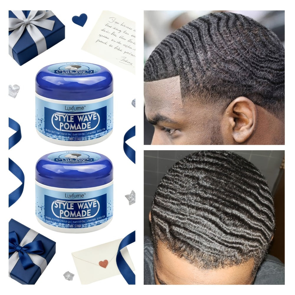 Wave Pomade Strong Hold & Edge Control 3.18oz 2-Pack – Luxfume Non-Greasy Hair Styling Cream with Natural Botanical Extracts,