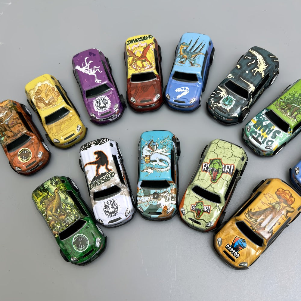 Dinosaur Toy Car Set 29-30pcs, Mini Pull Back Racing Cars with T-Rex Spinosaurus Pterodactyl Figures & City Traffic Map — ima