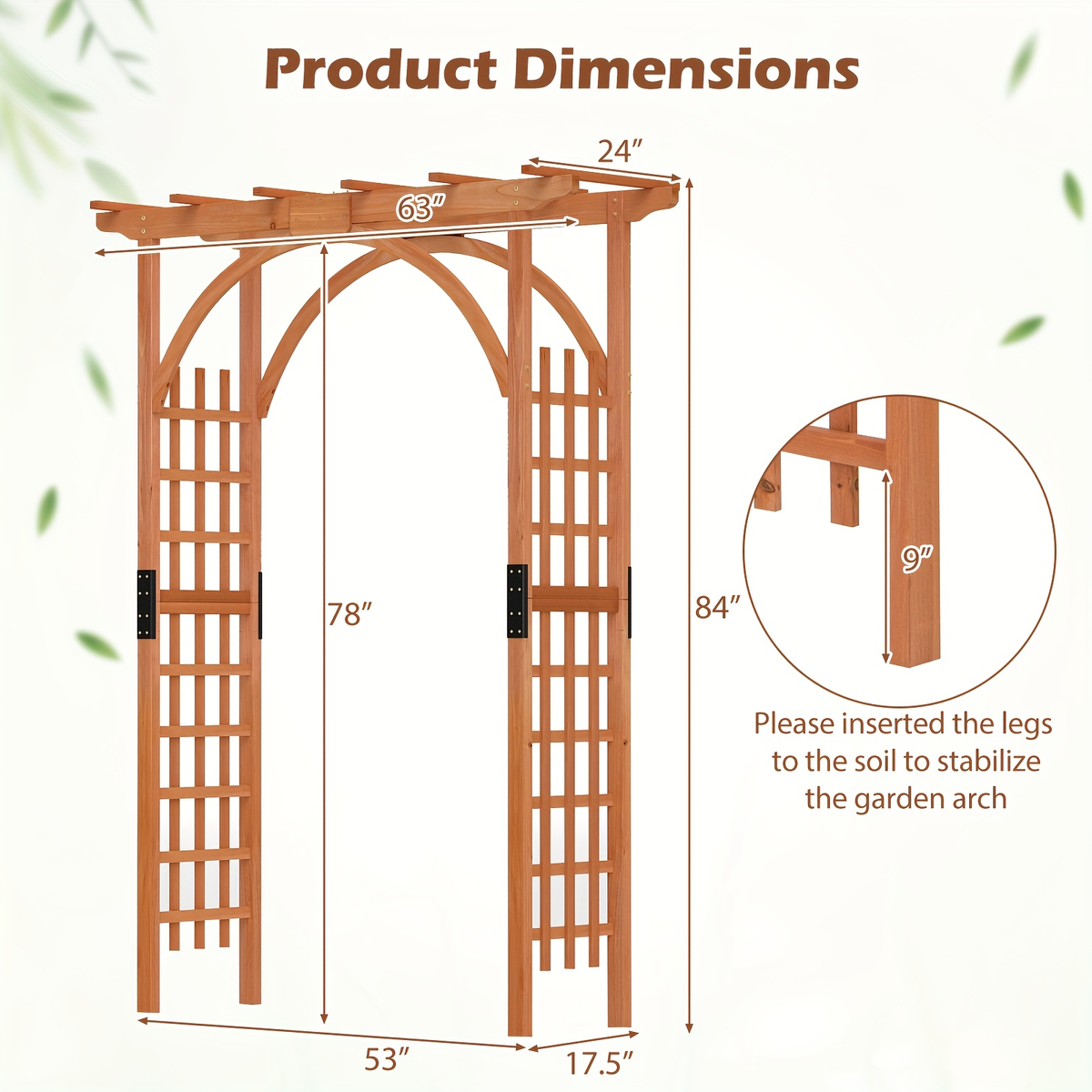 Cedar Wood Arbor 84" Double Lattice Garden Arch Pergola Trellis for Garden, Patio and Yard Use — image 5