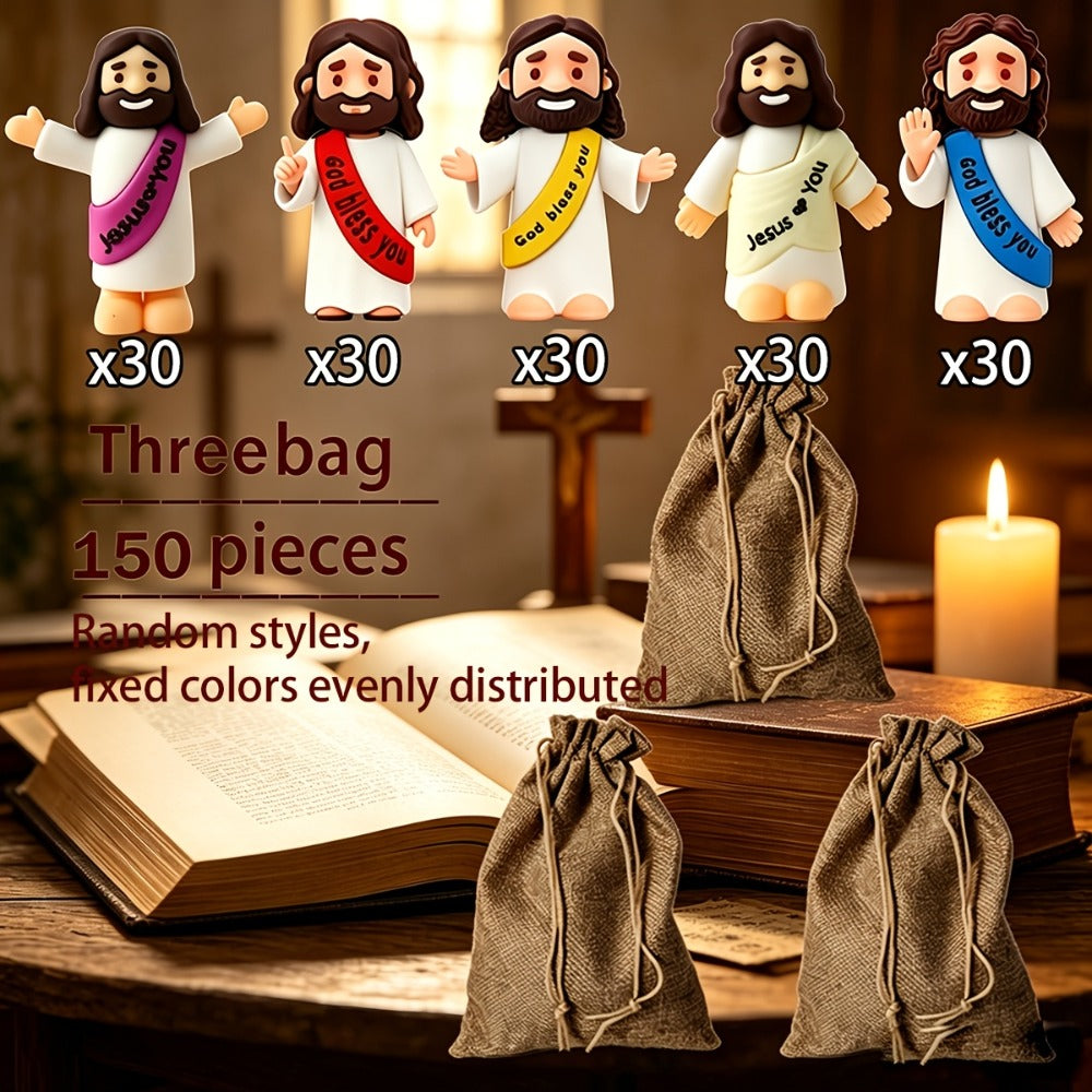 Mini Jesus Figurines for Halloween Trunk-or-Treat 50/100/150pcs – Colorful Bulk Religious Statues 5 Colors — image 7
