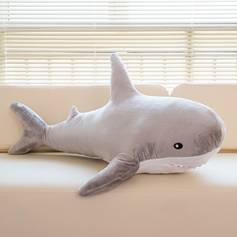 Plush Toy Jumbo Shark Pillow 24-Inch in Blue, Grey, Blue-Pink or Rainbow Colorways and Ocean Decor — image 6