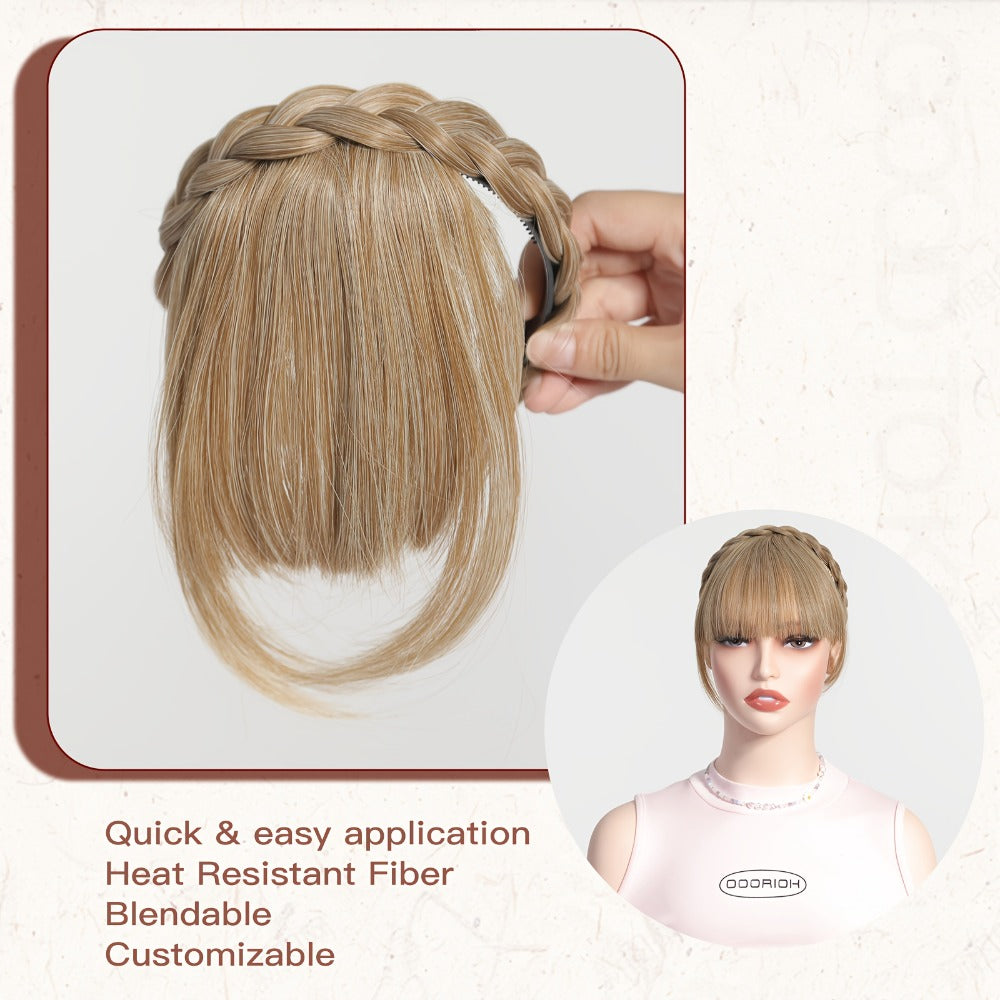 Hair Extensions Synthetic Braided Headband with 4-Inch Bangs, 55g Weight and Four Color Options — image 8