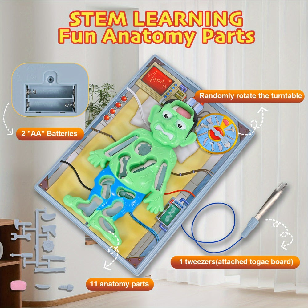 Operation Monster Board Game for Kids, Steady Hand Skill Game with Tweezers, 3D Monster Pieces, Fun Family Game Night for Age