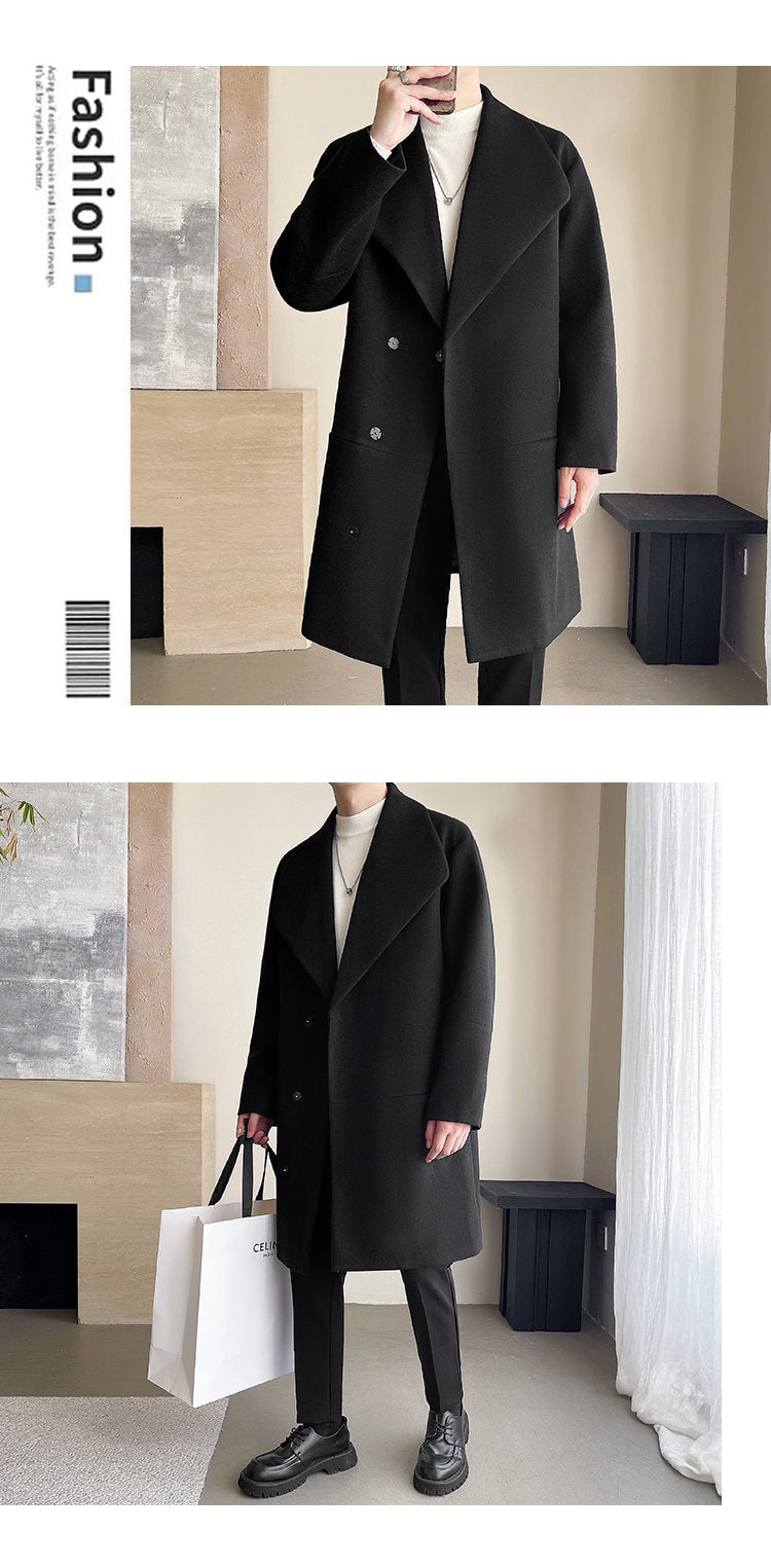 Men's Cotton-padded Mid-length Woolen Coat