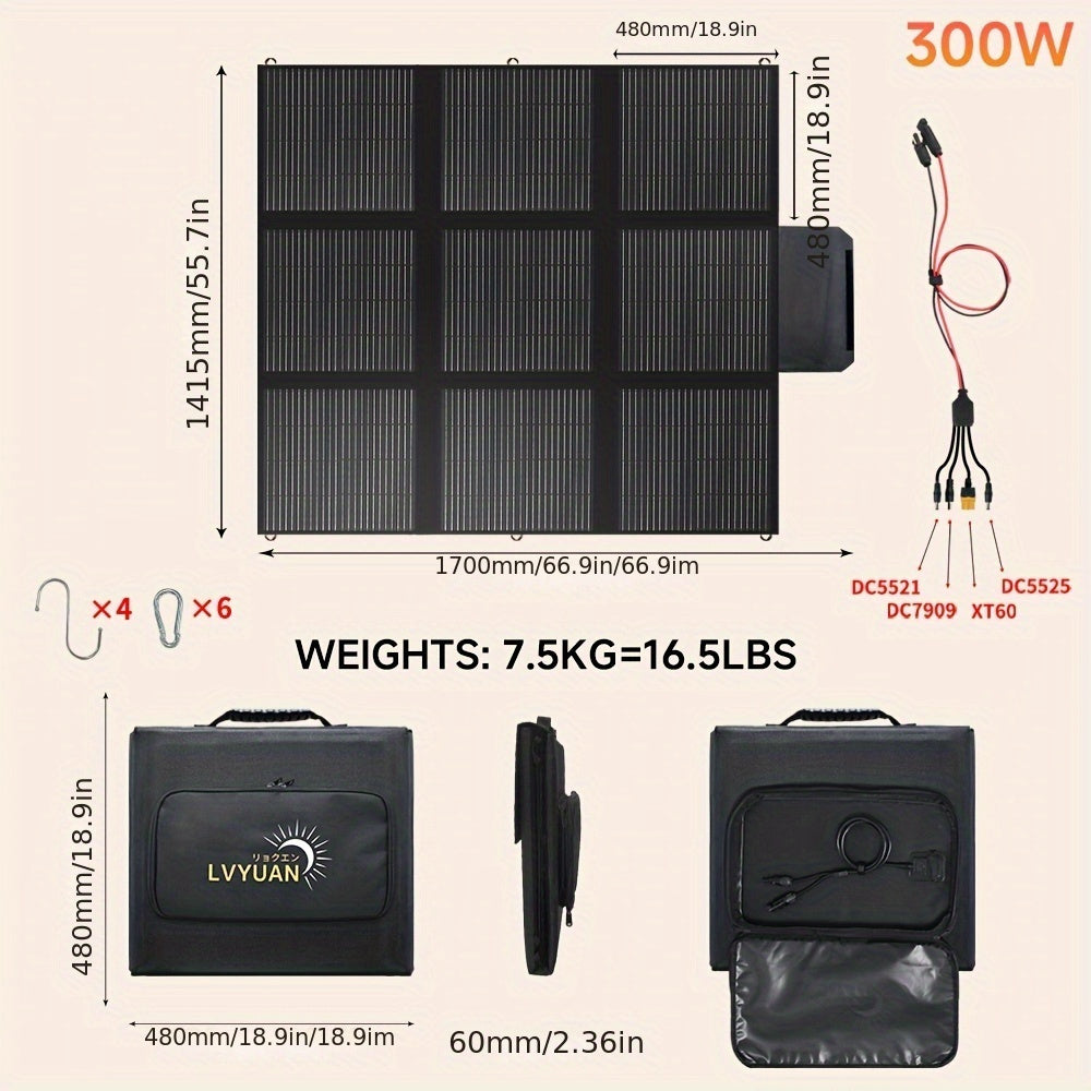 Foldable Solar Panel 120W 200W 300W 400W 22.5% High Efficiency Monocrystalline Portable Outdoor for Garden, Pathway and Patio