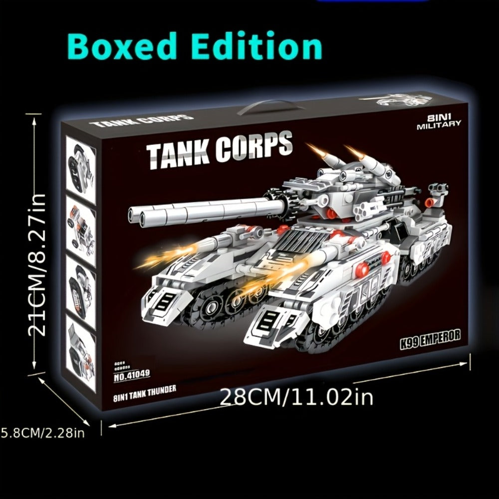 1628-Piece 8-in-1 Tank Building Block Model with White, Yellow, Bagged and Boxed Checkout Options — image 2