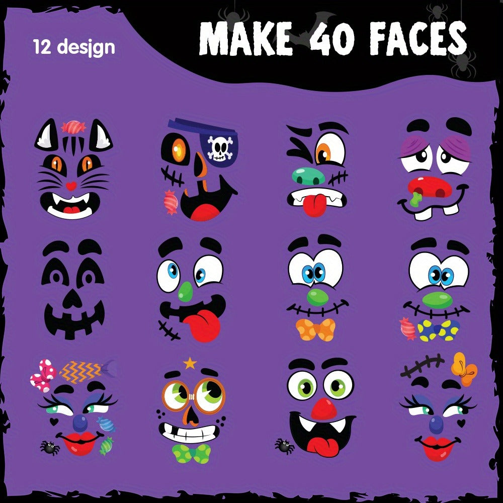 No-Carve Pumpkin Face Sticker Kit with 18 Sheets, 12 Pictured Designs and Up to 40 Face Layouts — image 3