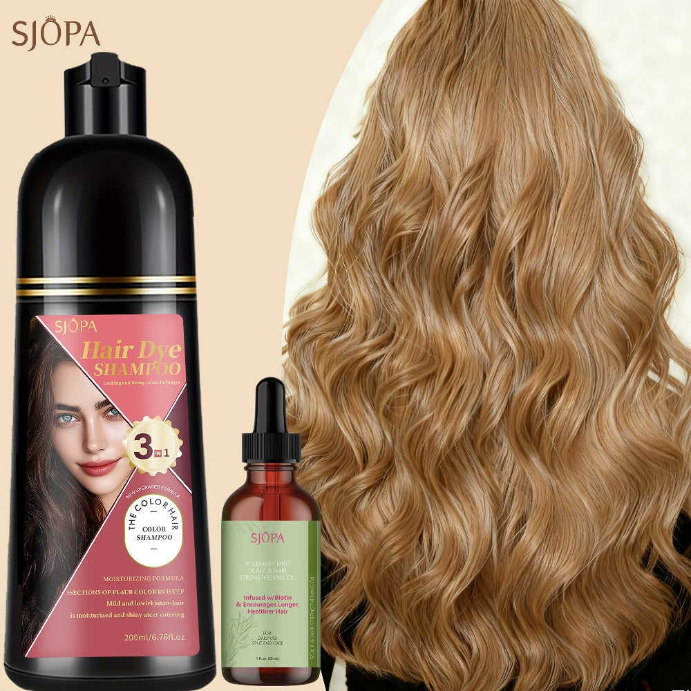 Hair Color Shampoo, SJOPA 3-in-1 Bottle-and-Dropper Set with 10 Rose, Brown, Purple and Black Color Options — image 17