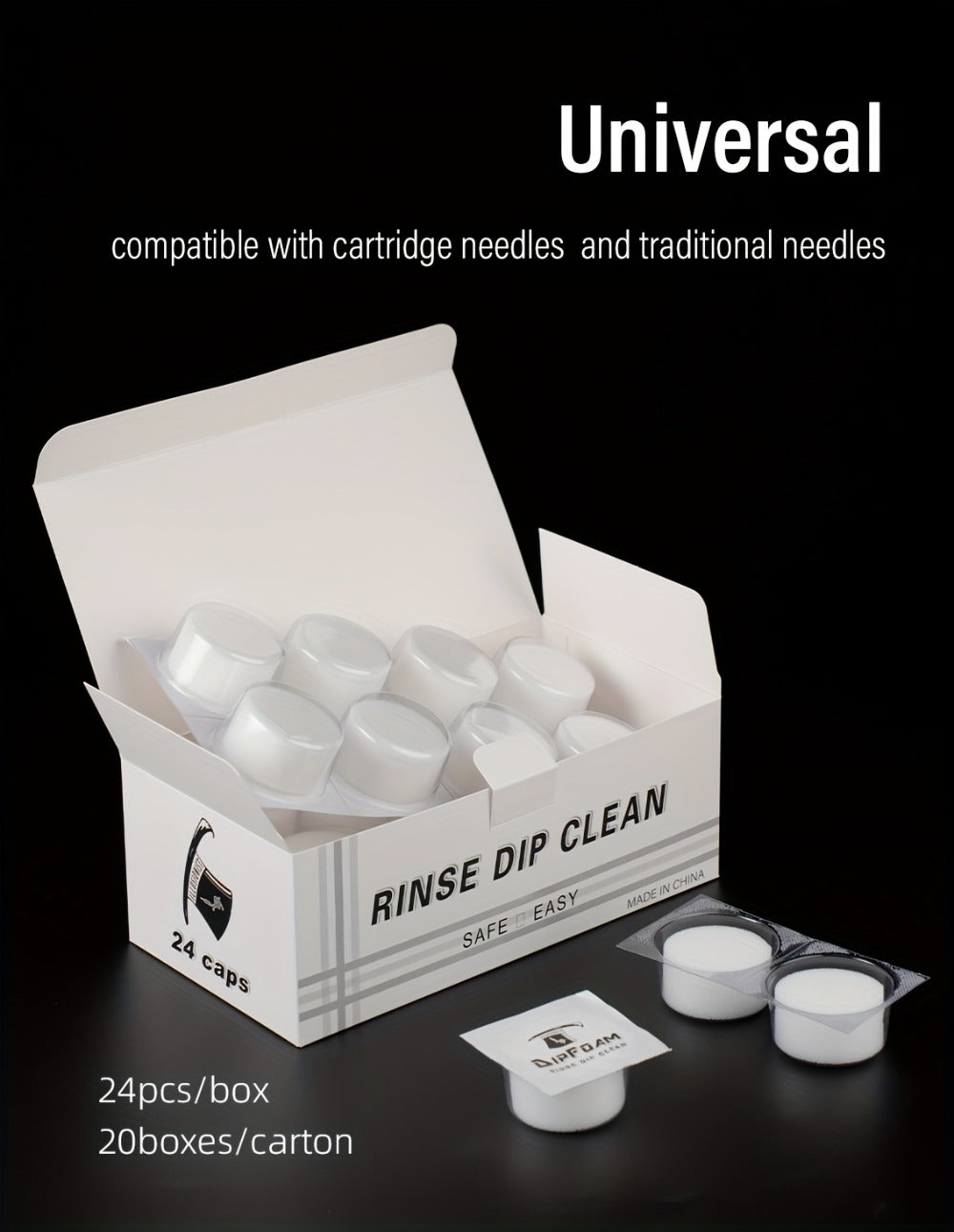Tattoo Needle Dip Clean Cups 24pcs Foam Liner, Odorless Non-Electric Safe Cleaning for Cartridge & Traditional Needles — imag