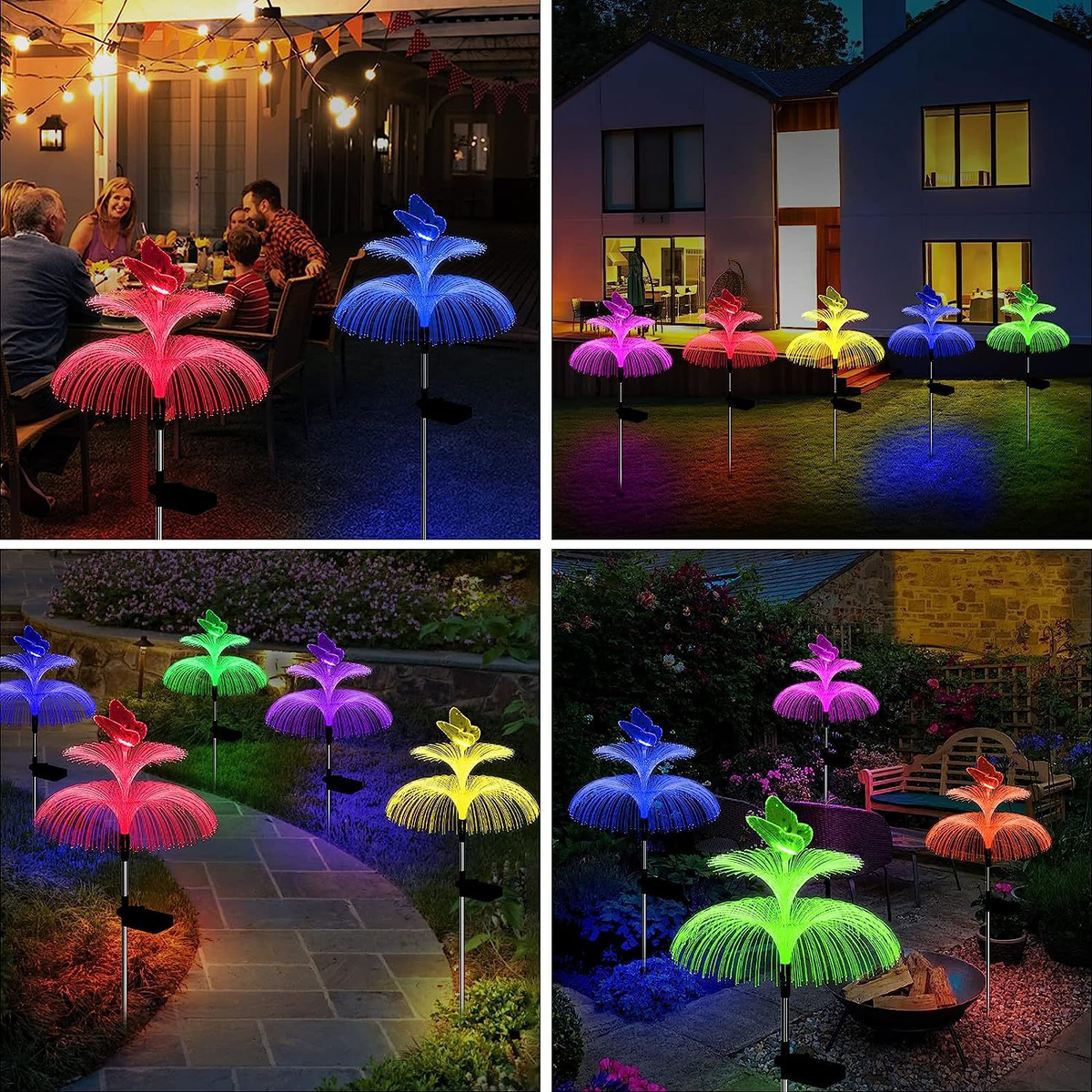 Solar Garden Lights Butterfly Jellyfish Stakes with Gradient Color Change in 2- or 4-Pack Sets — image 12
