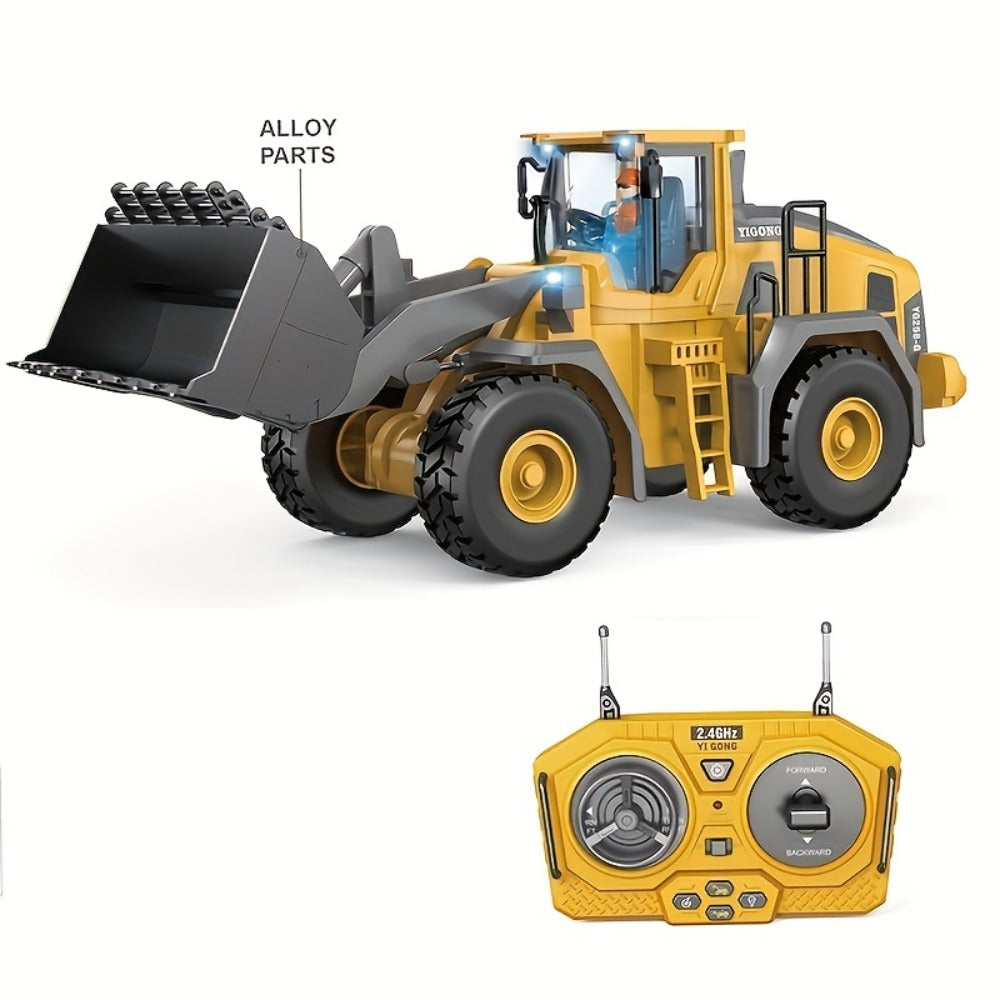 Remote Control Excavator Loader Dump Truck Toy for Kids 2.4GHz Alloy RC Construction Vehicle with Light & Sound — image 1