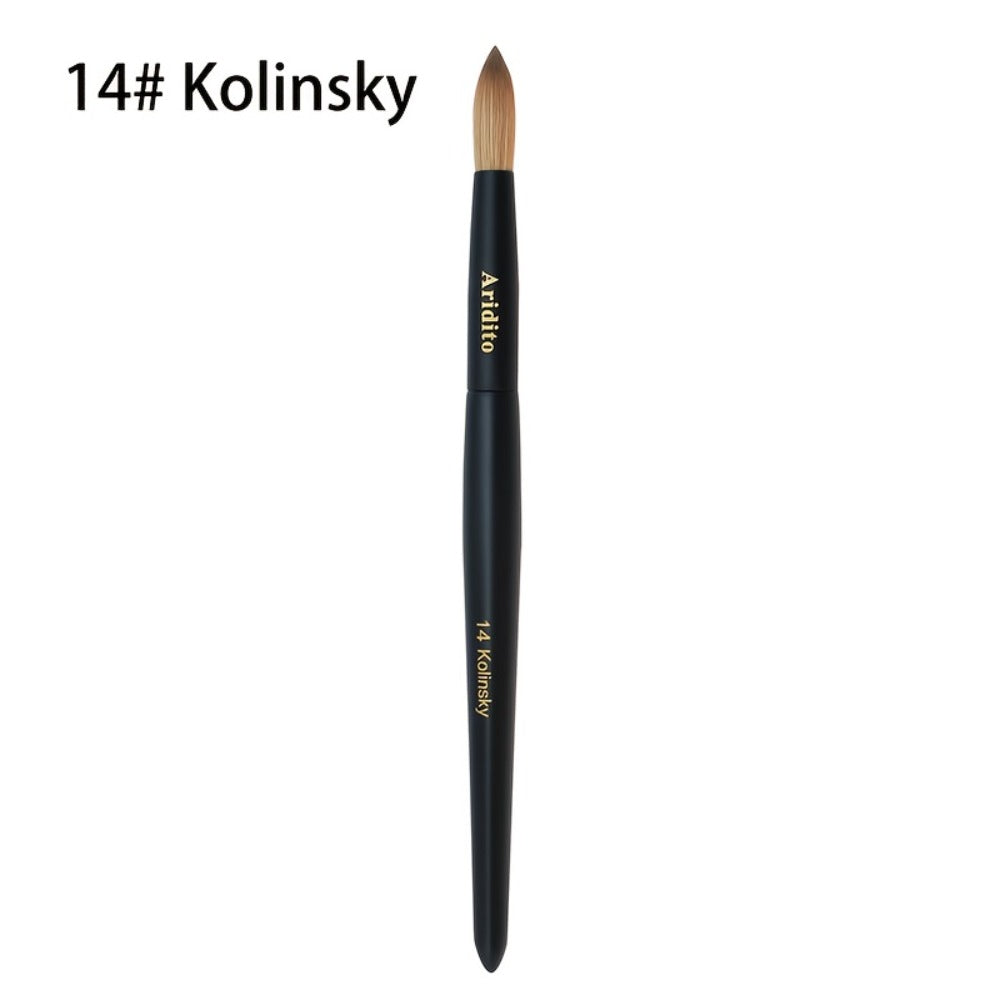 Kolinsky Nail Brush Round Head for Acrylic Extensions – Professional Black Wooden Handle Nail Art Brush with Genuine Kolinsky