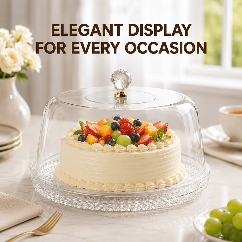 2-in-1 Cake Stand with Acrylic Dome Cover