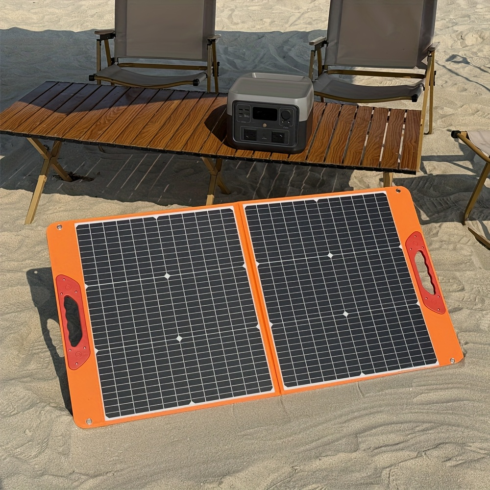 Foldable Solar Panel 200W 23.5% High Efficiency 20V Portable with 2 Brackets Solar Cable for Camping RV for Garden, Patio and