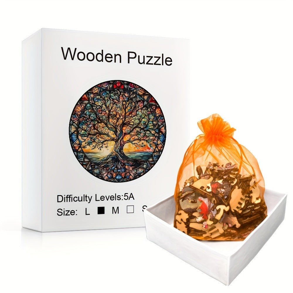 Tree of the Universe Wooden Jigsaw Puzzle with Irregular Pieces and 11 x 11 Inch Pictured Display Size — image 4